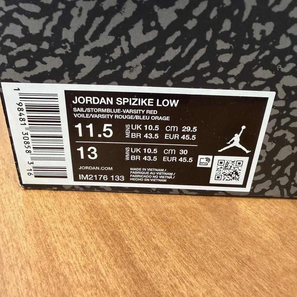 Jordan Spizike Low Mens Sail Storm Blue Elephant Print Sneaker IM2176-133 Sz11.5